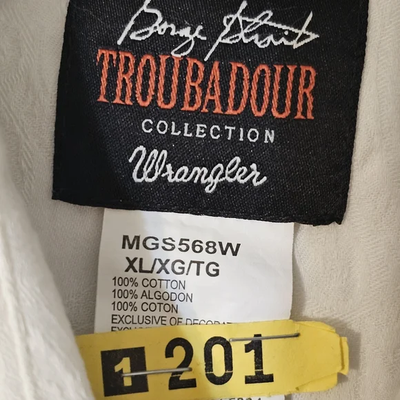 George Strait Wrangler Men's White Diamond Shape Pearl Snap Shirt - Picture 5 of 7